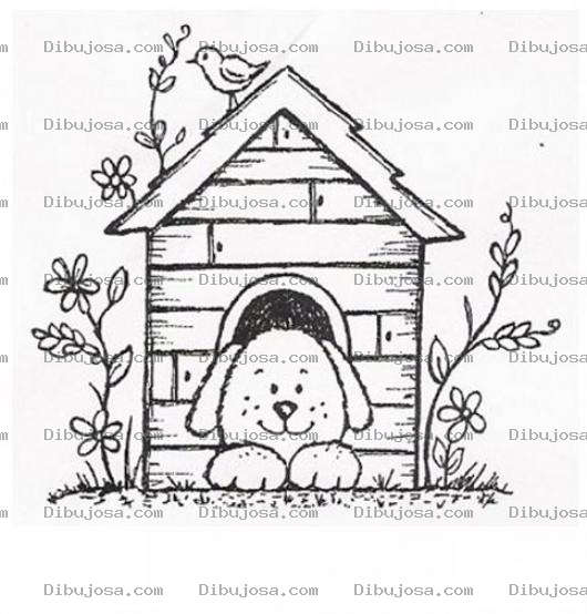Dibujo para colorear Casita De Cachorrito Para Pintar Y Colorear
