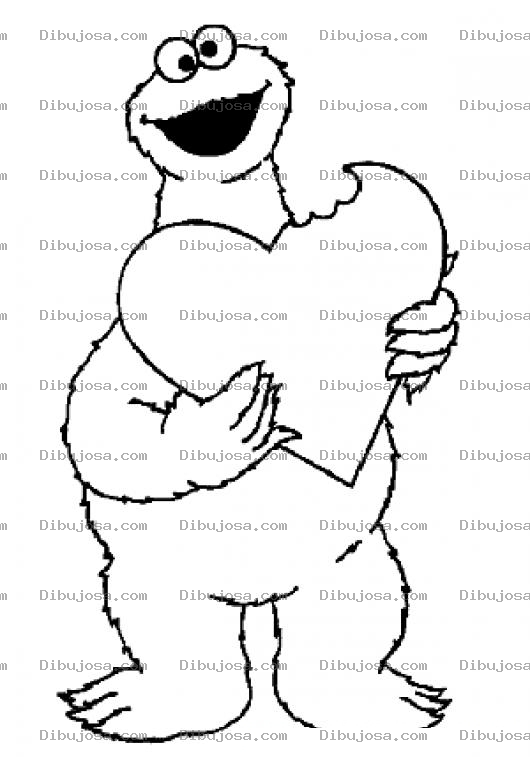 Dibujo para colorear Dibujo De Elmo Comiendo Un Corazon Para Pintar Y Colorear