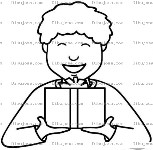 Dibujo para colorear Dibujo De Nino Recibiendo Un Regalo Para Colorear