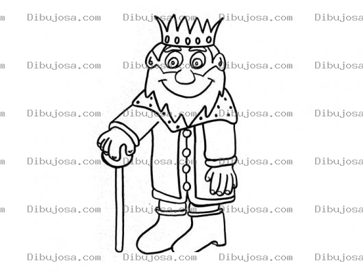 Dibujo para colorear Dibujo De Rey Viejito Con Baston Para Pintar Y Colorear
