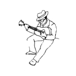 Dibujo para colorear Tocando Blues Con Guitarra Para Pintar Y Colorear
