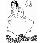 Dibujo para colorear Blanca Nieves con una paloma
