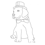 Dibujo para colorear Perro Con Sombrero Y Corbatin Para Pintar Y Colorear