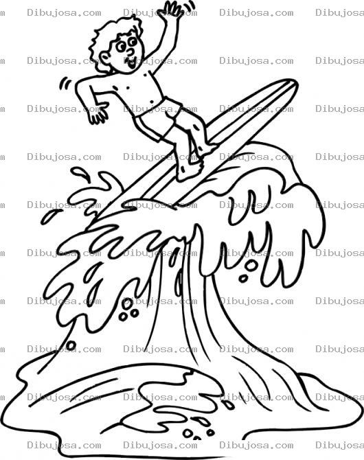 Dibujo para colorear Dibujo De Chico Surfeando Para Pintar Y Colorear Nino Con Tabla De Surf