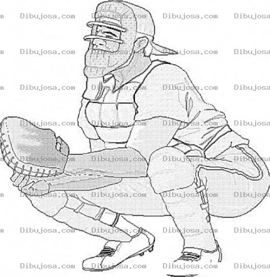 Dibujo para colorear Dibujo De Catcher De Beisbol Pra Pintar Y Colorear