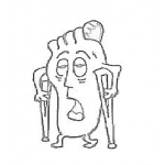 Dibujo para colorear Pie Con Muletas Para Pintar Y Colorear