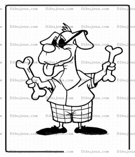 Dibujo para colorear Colorear perro con 2 huesos