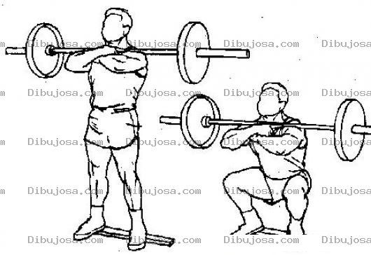 Dibujo para colorear Sentadillas Con Barra Olimpica Para Pintar Y Colorear