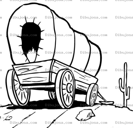 Dibujo para colorear Dibujo De Carreta Del Oeste Para Pintar Y Colorear