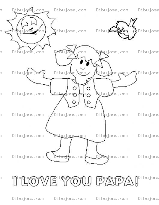 Dibujo para colorear Dibujo De Tarjeta De Nina Para Papa Para Imprimir Y Colorear I Love You Papa