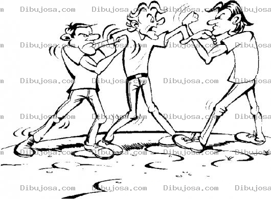 Dibujo para colorear Dibujo De Chicos Peleando Y Otro Separandolos Para Pintar Y Colorear