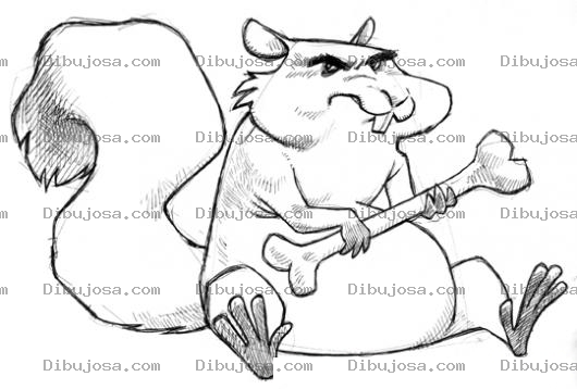 Dibujo para colorear Dibujo De Ardilla Comiendo Hueso Para Pintar Y Colorear