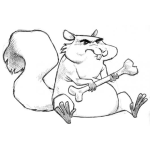 Dibujo para colorear Dibujo De Ardilla Comiendo Hueso Para Pintar Y Colorear