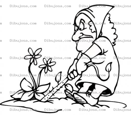 Dibujo para colorear Dibujo De Senora Arrancando Un Cebolla Del Suelo Para Pintar Y Colorear