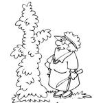 Dibujo para colorear Dibujo De Mujer Podando Un Arbol Para Pintar Y Colorear Viejita Con Tijeras De Podar