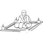 Dibujo para colorear Dibujo De Chino Sentado En Alfombra Con Velas Para Pintar Y Colorear