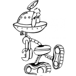Dibujo para colorear Dibujo De Robot Animico Y Desganado Caminando Para Pintar Y Colorear