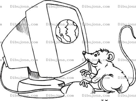 Dibujo para colorear Dibujo De Raton Con Mouse En La Computadora Para Pintar Y Colorear