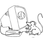 Dibujo para colorear Dibujo De Raton Con Mouse En La Computadora Para Pintar Y Colorear