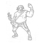 Dibujo para colorear Dibujo De Gordo Rockero Con Guitarra Electrica Para Pintar Y Colorear