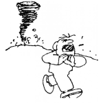 Dibujo para colorear Dibujo De Hombre Huyendo De Un Tornado Y Rogando A Dios No Ser Alcanzado Para Pintar Y Colorear