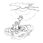 Dibujo para colorear Dibujo De Alfaque Para Pintar Y Colorear Hombre Ahogandose Pidiendo Ayuda En El Mar