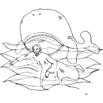 Dibujo para colorear Jonas Y El Gran Pez Para Pintar Y Colorear El Momento En Que Jonas Es Tragado Por La Ballena Por Desobedecer A Dios