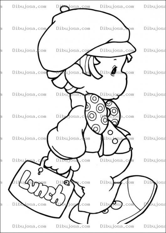 Dibujo para colorear Dibujo De Nino De Precious Moments Con Su Lonchera Para Pintar Y Colorear