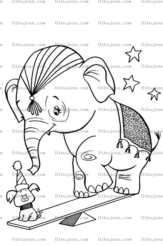 Dibujo para colorear Perrito Y Elefante En Sube Y Baja Para Pintar Y Colorear
