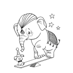 Dibujo para colorear Perrito Y Elefante En Sube Y Baja Para Pintar Y Colorear
