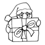 Dibujo para colorear Dibujo De Santaclaus Con Un Gran Regalo Gigante De Navidad Para Pintar Y Colorear