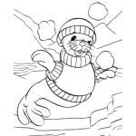 Dibujo para colorear Dibujo De Foca Con Frio Abrigada Con Sueter Y Gorro Para Pintar Y Colorear
