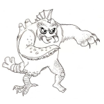 Dibujo para colorear Dibujo De Animal Fenomeno Horrible Para Pintar Y Colorear Animal Sin Forma Pajaro Con Boca De Depredador Manos De Pulpo Y Oso Espalda De Camello Cabeza De Pescado Y Cola De Langosta
