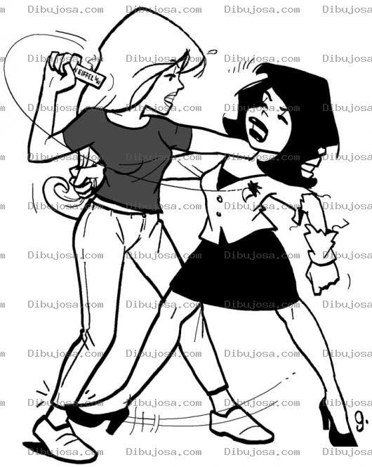 Dibujo para colorear Pelea De Mujeres Para Pintar Y Colorear Mujeres Peleando