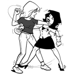 Dibujo para colorear Pelea De Mujeres Para Pintar Y Colorear Mujeres Peleando