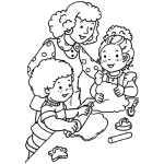 Dibujo para colorear Ninos Haciendo Galletas Para Pintar Y Colorear Hermanitos Ayudando A Mama A Hornear Galletitas