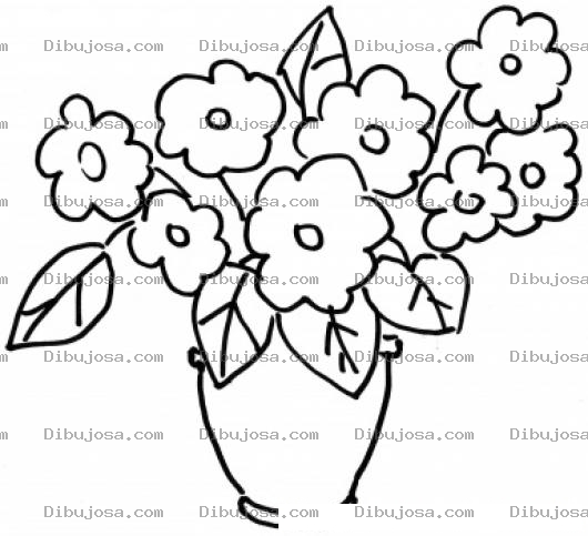 Dibujo para colorear Dibujo De Un Jarron Con Flores Para Pintar Y Colorear Flores En Un Florero