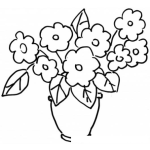 Dibujo para colorear Dibujo De Un Jarron Con Flores Para Pintar Y Colorear Flores En Un Florero