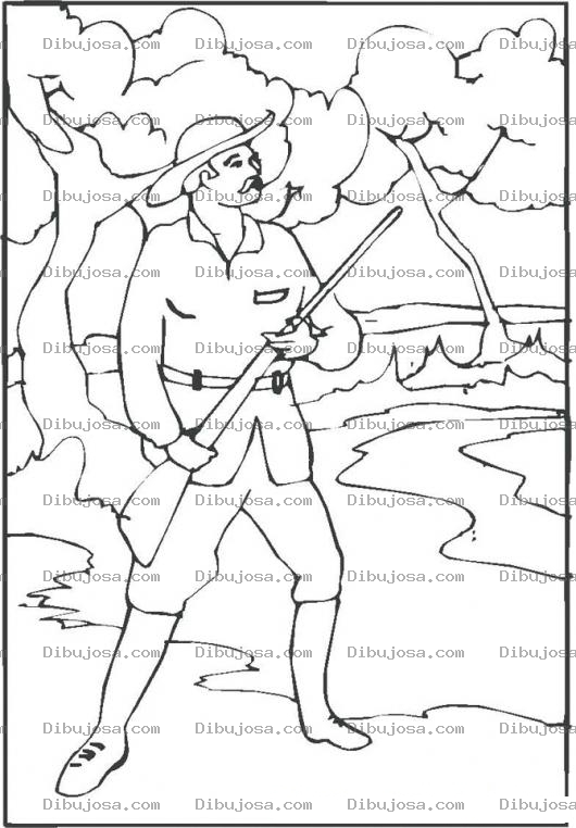 Dibujo para colorear Dibujo De Cazador De Patos Con Escopeta Para Pintar Y Colorear