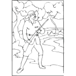 Dibujo para colorear Dibujo De Cazador De Patos Con Escopeta Para Pintar Y Colorear