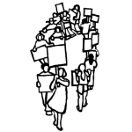Dibujo para colorear Dibujo De Manifestacion Pacifica Para Pintar Y Colorear Huelga De Gente Protestando En Las Calles Con Carteles