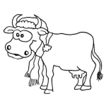 Dibujo para colorear Vaquita Con Sombrereo De Santaclaus Para Pintar Y Colorear