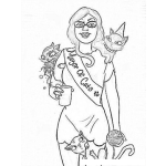 Dibujo para colorear Dibujo De La Reina De Los Gatos Para Pintar Y Colorear