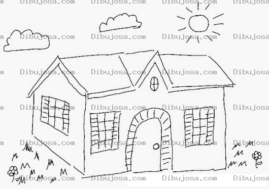 Dibujo para colorear Dibujo De Una Casita De Campo Sencilla Pero De Block Para Pintar Y Colorear