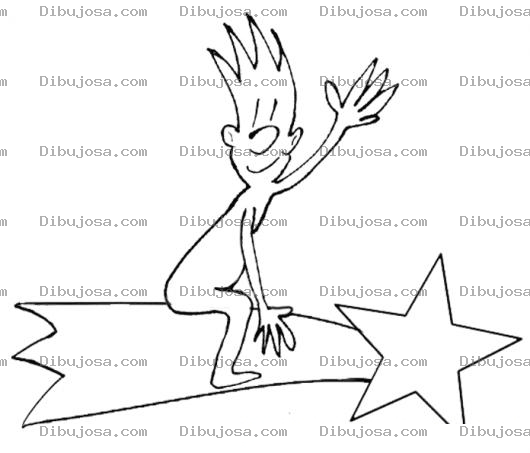 Dibujo para colorear Dibujo De Hombre Montado Sobre Una Estrella Fugaz Para Pintar Y Colorear