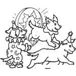 Dibujo para colorear Perritos De Circo Para Pintar Y Colorear Perritos Saltando En Un Aro Para Imprimir