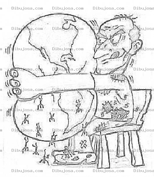Dibujo para colorear Dibujo De Hombre Exmpimiendo Al Mundo Para Colorear