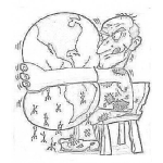 Dibujo para colorear Dibujo De Hombre Exmpimiendo Al Mundo Para Colorear