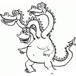 Dibujo para colorear Dragon De 3 Cabezas Para Pintar Y Colorear