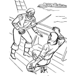 Dibujo para colorear Dobujo De Una Pelea Con Espadas En Un Barco Para Pintar Y Colorear